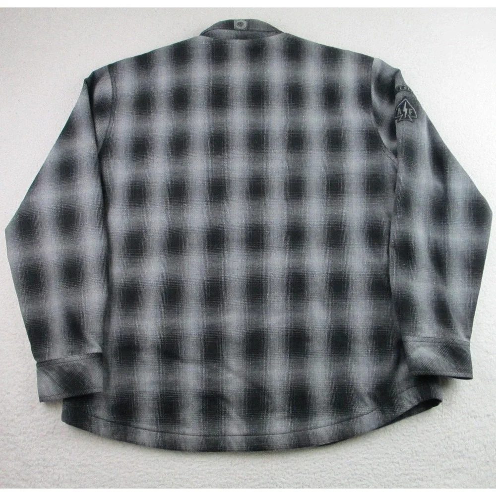 Affliction Jacket Mens XL Shacket Black Plaid Flannel‎ Snap Live Fast 110WW574